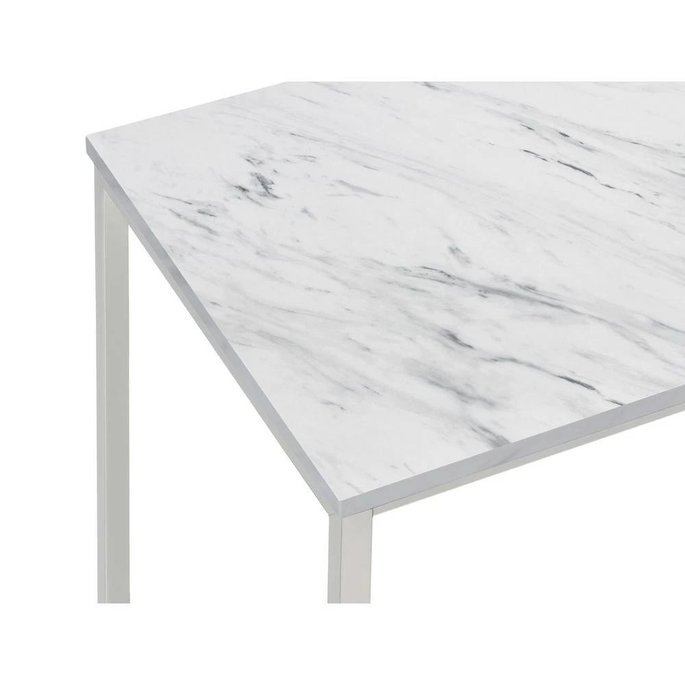 22 in. White and Satin Nickel Square Faux Marble End Table by Coaster Home Furnishings 5 22 in. White and Satin Nickel Square Faux Marble End Table by Coaster Home Furnishings - Image 3