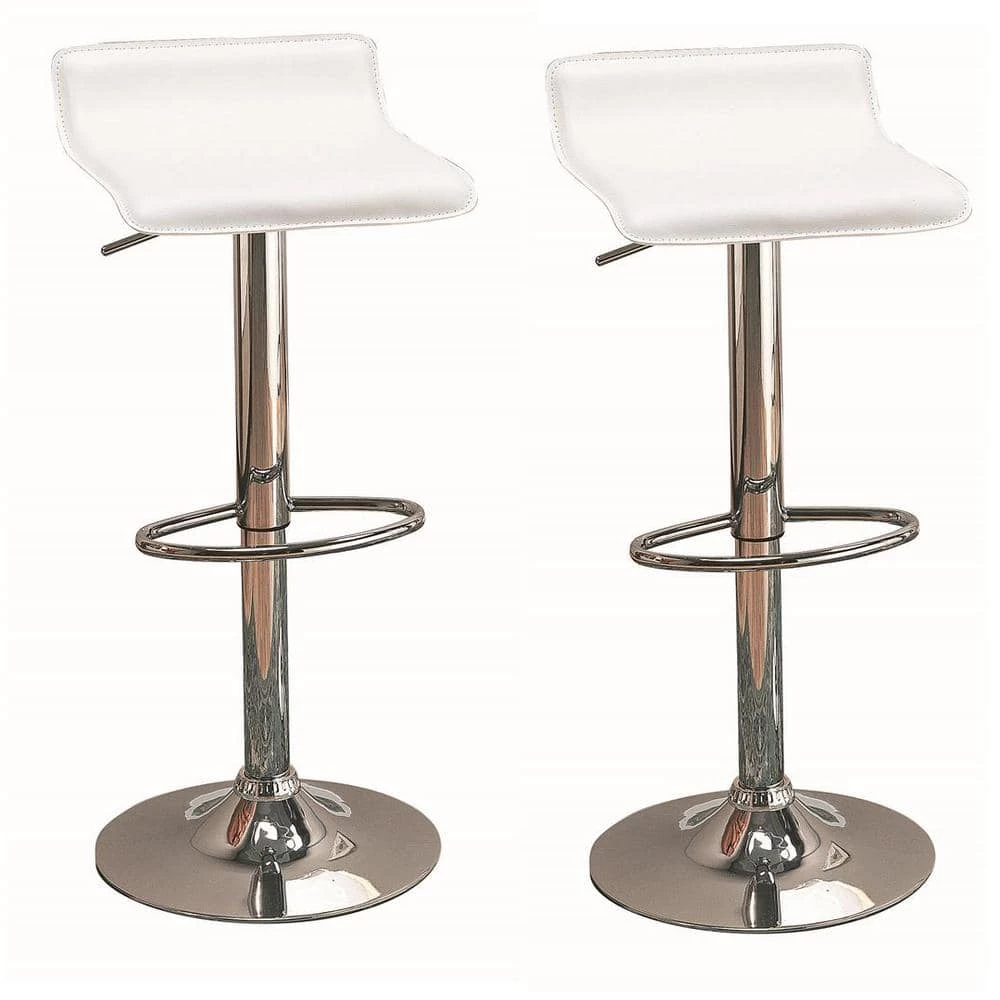 29 in. Upholstered Backless Bar Stools with Adjustable Height White and Chrome (Set of 2) by Coaster Home Furnishings 3 29 in. Upholstered Backless Bar Stools with Adjustable Height White and Chrome (Set of 2) by Coaster Home Furnishings