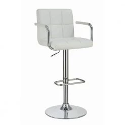 Adjustable Bar Stool White and Chrome by Coaster Home Furnishings