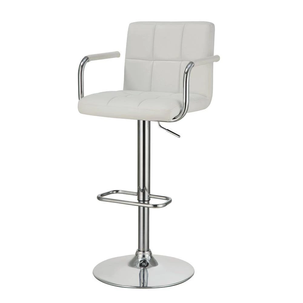 Adjustable Bar Stool White and Chrome by Coaster Home Furnishings 4 Adjustable Bar Stool White and Chrome by Coaster Home Furnishings - Image 2