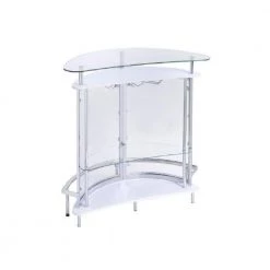 White, Chrome and Clear Home Bar Unit with Acrylic Front by Coaster Home Furnishings -Coaster Home Furnishings Shop white chrome coaster home furnishings home bars 101066 1f 1000
