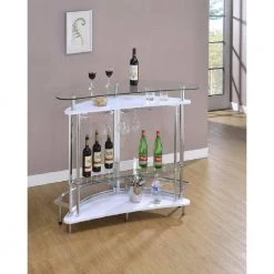 White, Chrome and Clear Home Bar Unit with Acrylic Front by Coaster Home Furnishings -Coaster Home Furnishings Shop white chrome coaster home furnishings home bars 101066 31 1000