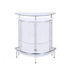 White, Chrome and Clear Home Bar Unit with Acrylic Front by Coaster Home Furnishings -Coaster Home Furnishings Shop white chrome coaster home furnishings home bars 101066 c3 1000