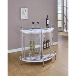 White, Chrome and Clear Home Bar Unit with Acrylic Front by Coaster Home Furnishings -Coaster Home Furnishings Shop white chrome coaster home furnishings home bars 101066 fa 1000