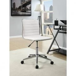 White Faux Leather Seat Office Chair with Tilt Control and Wheels by Coaster Home Furnishings -Coaster Home Furnishings Shop white chrome coaster home furnishings task chairs 800726 31 1000