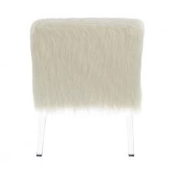 White and Clear Faux Sheepskin Upholstered Accent Chair by Coaster Home Furnishings -Coaster Home Furnishings Shop white coaster home furnishings accent chairs 904059 4f 1000