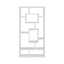 70.75in White Wood 10-Shelf Geometric Bookcase by Coaster Home Furnishings -Coaster Home Furnishings Shop white coaster home furnishings bookcases bookshelves 800157 4f 1000