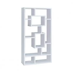 70.75in White Wood 10-Shelf Geometric Bookcase by Coaster Home Furnishings
