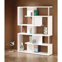63.25 in. White Wood 7-shelf Etagere Bookcase with Open Back by Coaster Home Furnishings -Coaster Home Furnishings Shop white coaster home furnishings bookcases bookshelves 800310 31 1000