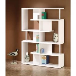 63.25 in. White Wood 7-shelf Etagere Bookcase with Open Back by Coaster Home Furnishings