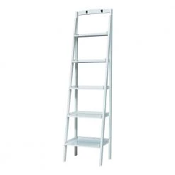 71.75 in. White Wood 5-Shelf Ladder Bookcase by Coaster Home Furnishings