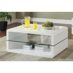 36 in. White Medium Rectangle Wood Coffee Table with 2-Shelves by Coaster Home Furnishings -Coaster Home Furnishings Shop white coaster home furnishings coffee tables 703268 31 1000