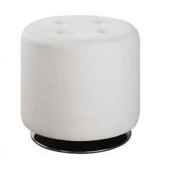 Round Upholstered Ottoman White by Coaster Home Furnishings