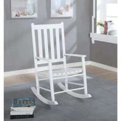 White Wooden Slat Back Rocking Chair by Coaster Home Furnishings -Coaster Home Furnishings Shop white coaster home furnishings rockers gliders ottomans 609455 31 1000