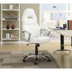 Adjustable Height Office Chair White and Silver by Coaster Home Furnishings -Coaster Home Furnishings Shop white coaster home furnishings task chairs 800150 c3 1000