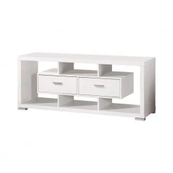 59in. White TV Console with 2-Drawer Fits TV's up to 65in. by Coaster Home Furnishings
