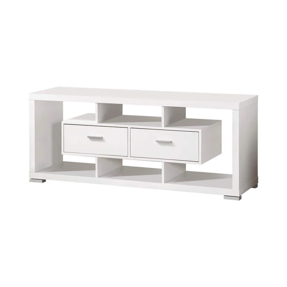 59in. White TV Console with 2-Drawer Fits TV's up to 65in. by Coaster Home Furnishings 3 59in. White TV Console with 2-Drawer Fits TV's up to 65in. by Coaster Home Furnishings