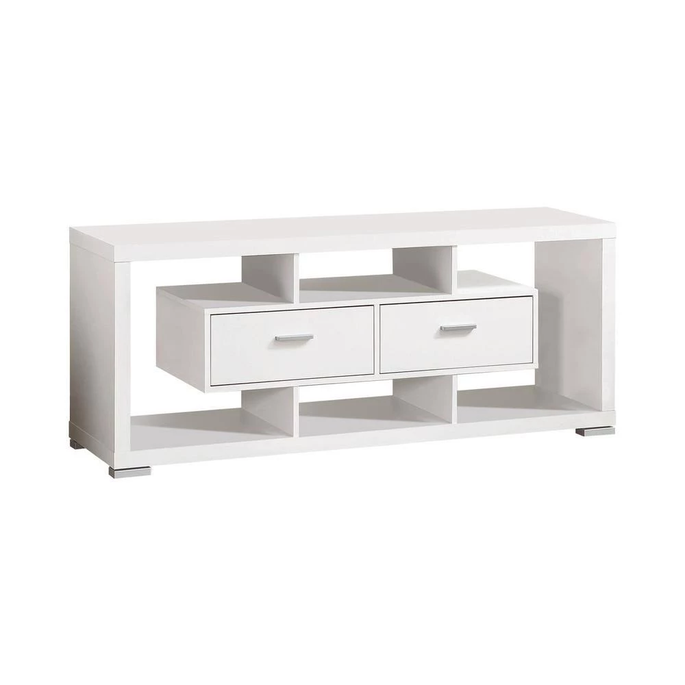 59in. White TV Console with 2-Drawer Fits TV's up to 65in. by Coaster Home Furnishings 4 59in. White TV Console with 2-Drawer Fits TV's up to 65in. by Coaster Home Furnishings - Image 2