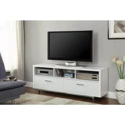 Living Room 60 in. White Wood TV Stand with 2 Drawer Fits TVs Up to 60 in. with Cable Management by Coaster Home Furnishings -Coaster Home Furnishings Shop white coaster home furnishings tv stands 701972 31 1000