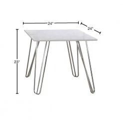 24 in. White Faux Marble and Chrome Square End Table with Hairpin Legs by Coaster Home Furnishings -Coaster Home Furnishings Shop white faux marble and chrome coaster home furnishings end side tables 724287 40 1000
