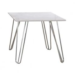 24 in. White Faux Marble and Chrome Square End Table with Hairpin Legs by Coaster Home Furnishings -Coaster Home Furnishings Shop white faux marble and chrome coaster home furnishings end side tables 724287 c3 1000